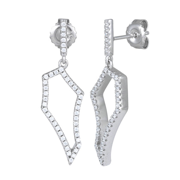Sterling Silver Abstract CZ Dangle Earrings