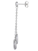 Sterling Silver Double Circle CZ Dangle Earrings