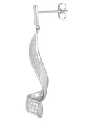 Sterling Silver Lory Swirl CZ Dangle Earrings