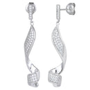 Sterling Silver Lory Swirl CZ Dangle Earrings