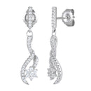 Sterling Silver Dangling Plumeria Flower CZ Earrings