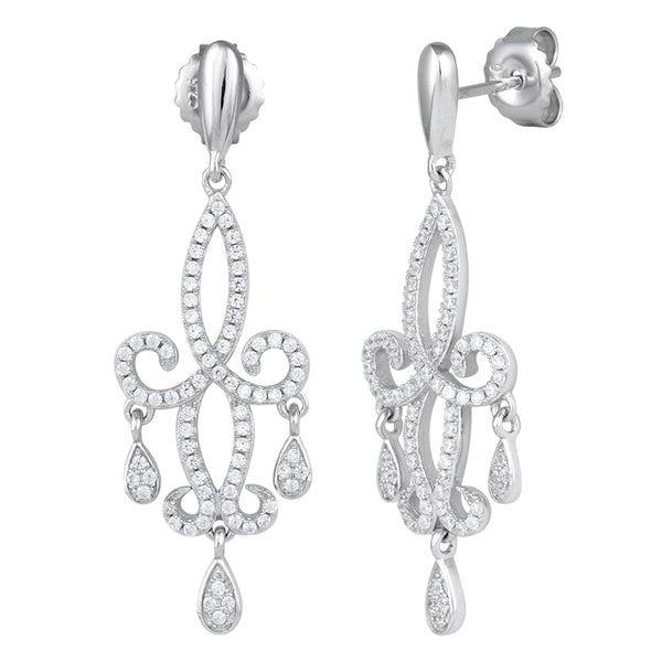 Sterling Silver Chandelier CZ Dangle Earrings