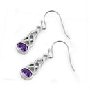 Sterling Silver Oval Amethyst CZ Earrings