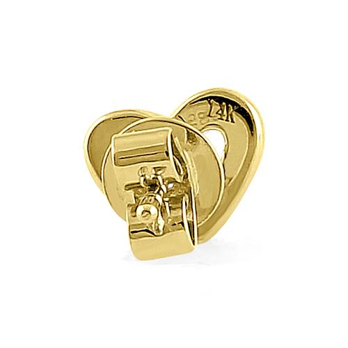 Solid 14K Yellow Gold Heart Diamond Earrings