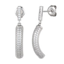 Sterling Silver Pave C Shape CZ Dangle Earrings