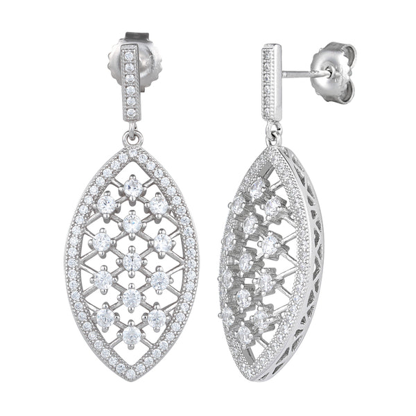 Sterling Silver Marquise CZ Dangle Earrings