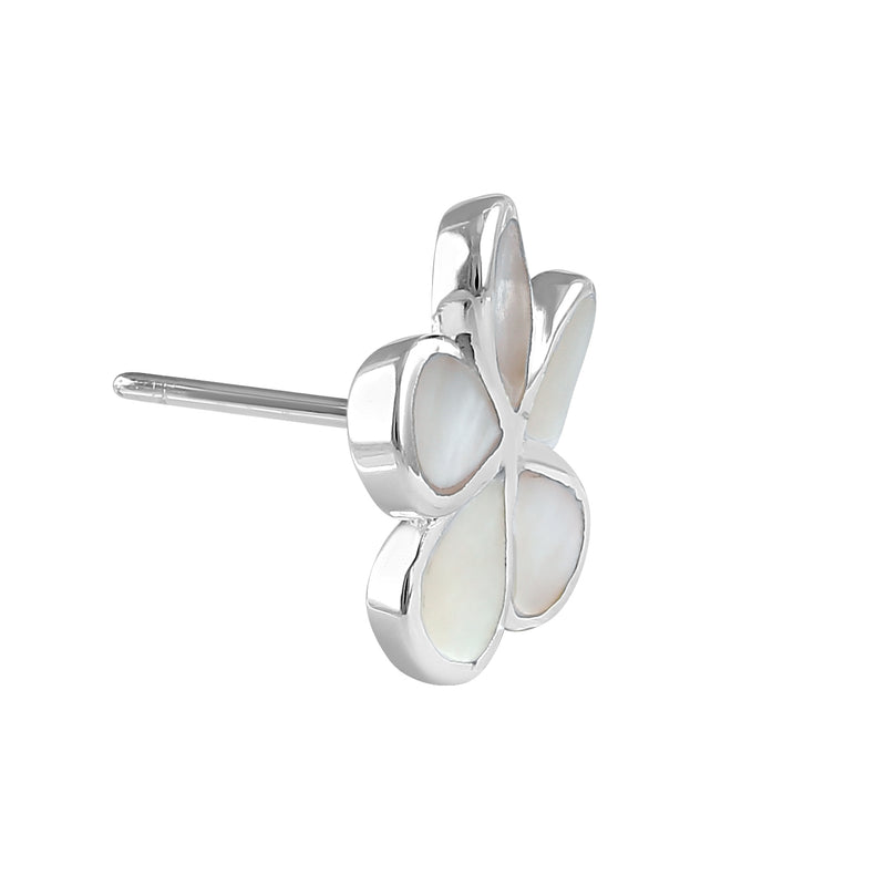 Sterling Silver Flower Mother of Pearl Stud Earrings