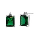 Sterling Silver Rectangular Green CZ Earrings