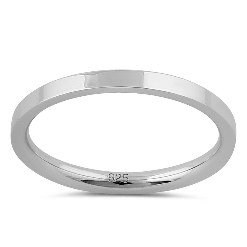 Sterling Silver 2mm Flat Wedding Band Ring