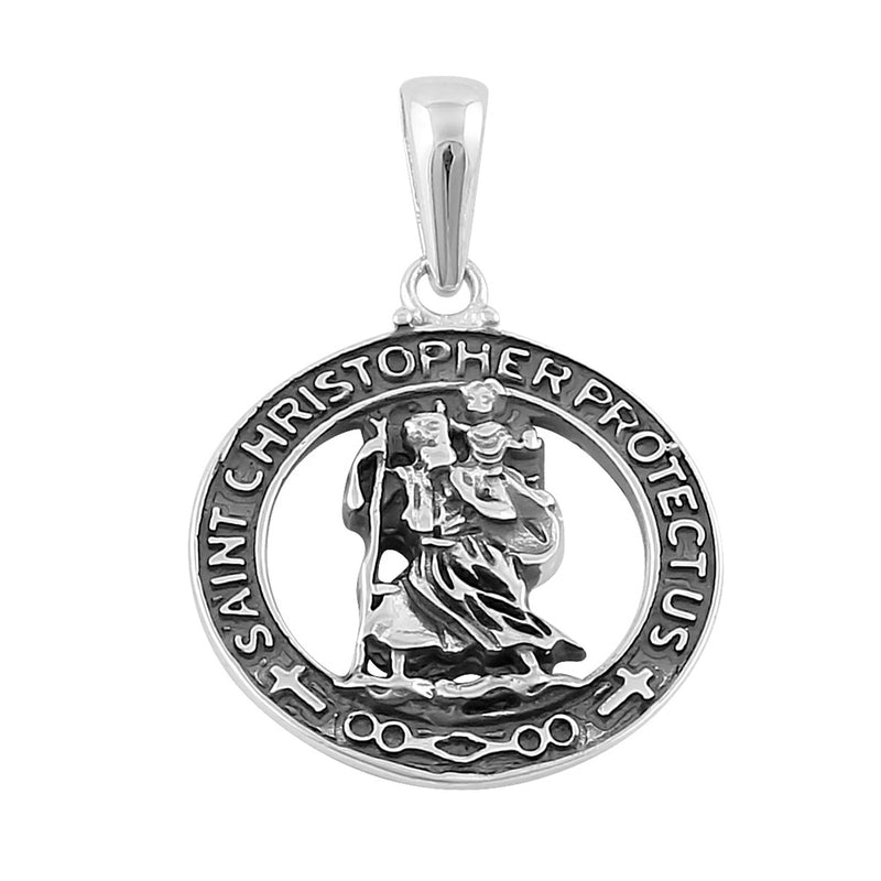 Sterling Silver St. Christopher Circle Pendant