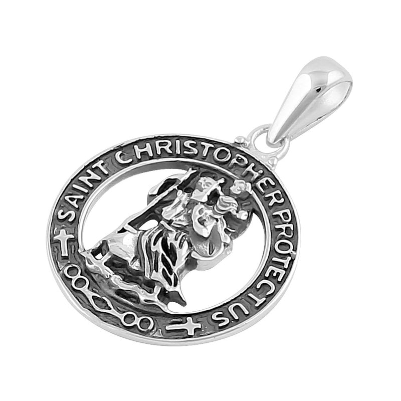 Sterling Silver St. Christopher Circle Pendant
