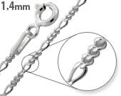 Rhodium Sterling Silver Figaro Chain 1.4 MM