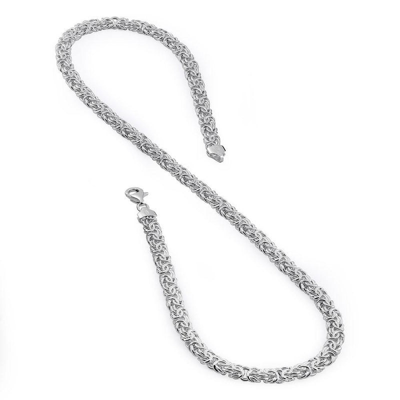 Sterling Silver Flat Byzantine Chain Necklace 6.8mm