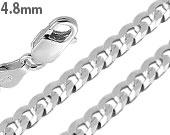 Sterling Silver Flat Curb Chain Necklace 4.8mm