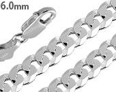 Sterling Silver Flat Curb Chain Necklace 6.0mm