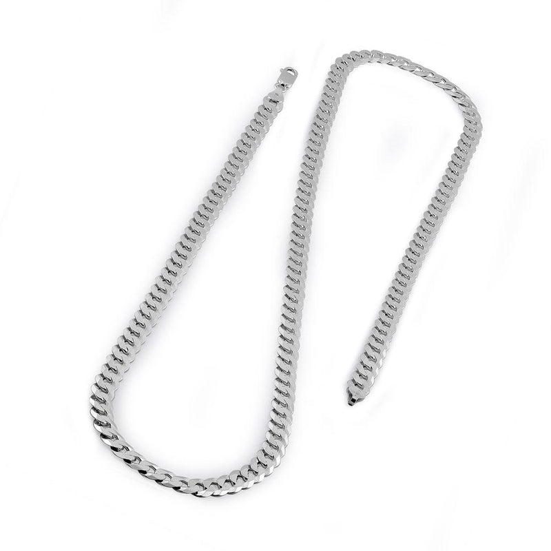 Sterling Silver Flat Curb Chain Necklace 7.2mm