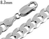 Sterling Silver Flat Curb Chain Necklace 8.3mm