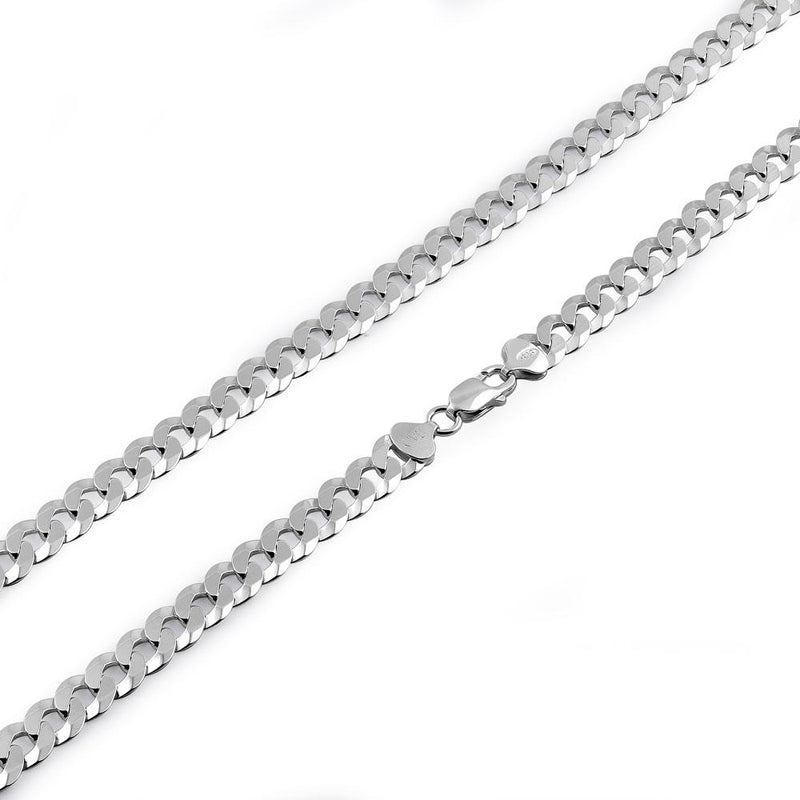 Sterling Silver Flat Curb Chain Necklace 9.2mm