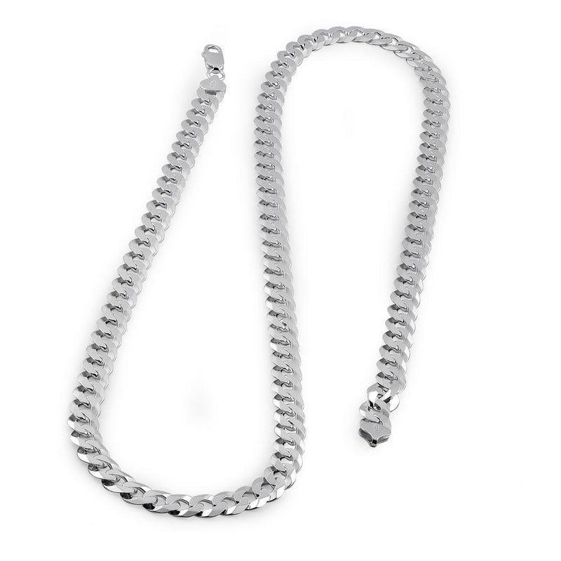 Sterling Silver Flat Curb Chain Necklace 9.2mm