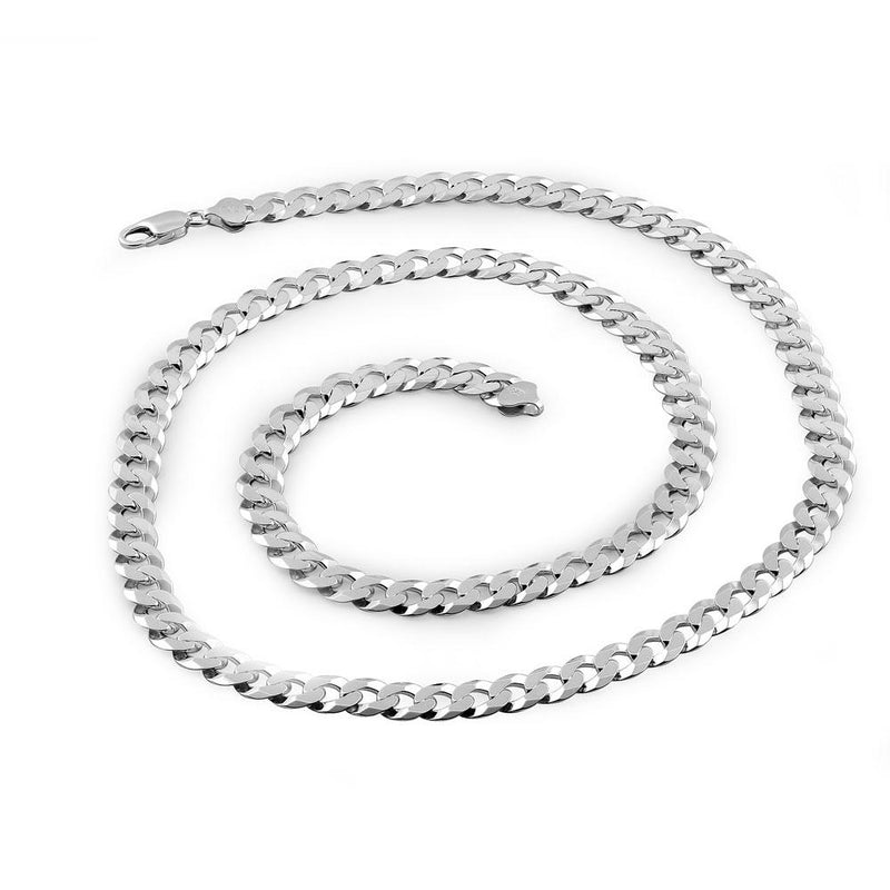 Sterling Silver Flat Curb Chain Necklace 9.2mm