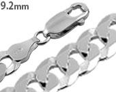 Sterling Silver Flat Curb Chain Necklace 9.2mm