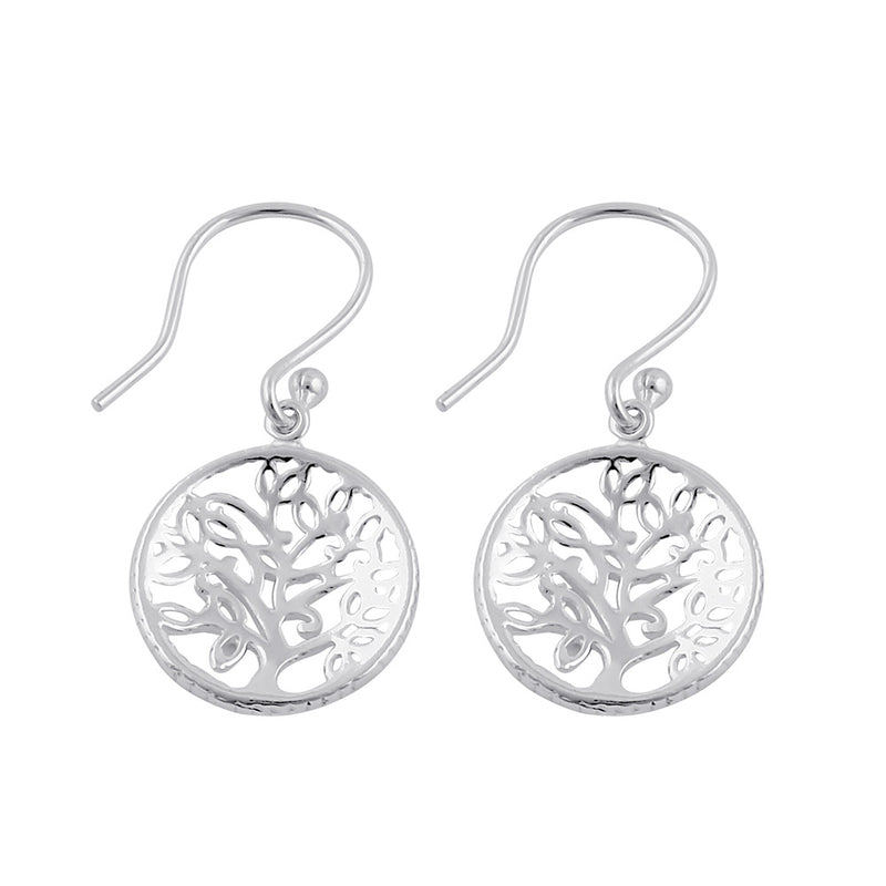 Sterling Silver Dangling Tree of Life Earrings