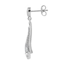 Sterling Silver Hoop Dangle CZ Earrings