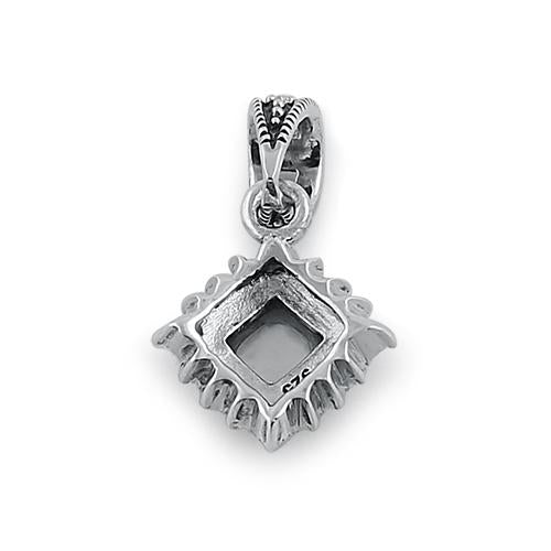 Sterling Silver Mother of Pearl Square Marcasite Pendant