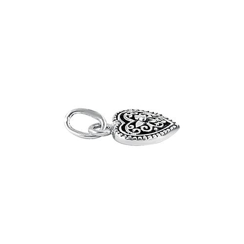 Sterling Silver Small Oxidized Filigree Heart Pendant