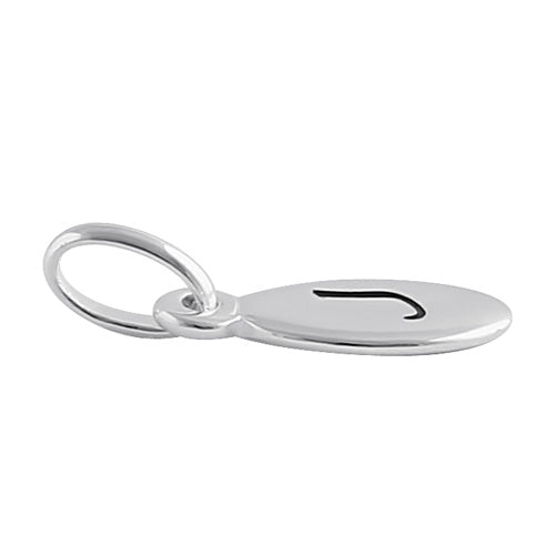 Sterling Silver Letter "J" Oval Pendant