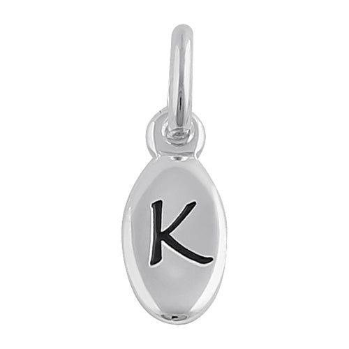 Sterling Silver Letter "K" Oval Pendant