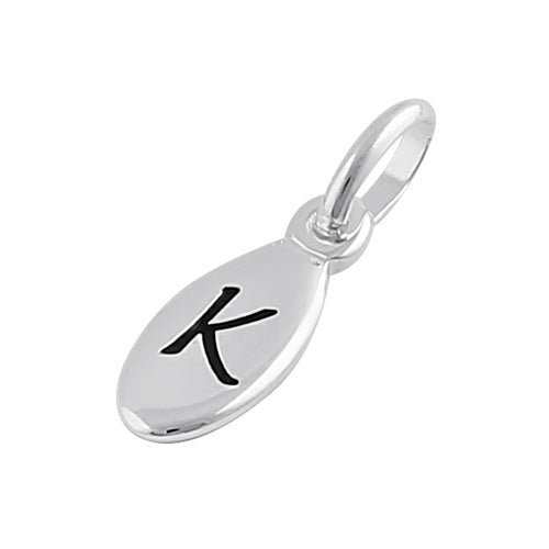 Sterling Silver Letter "K" Oval Pendant