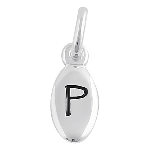 Sterling Silver Letter "P" Oval Pendant