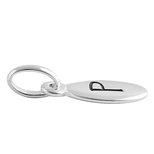 Sterling Silver Letter "P" Oval Pendant