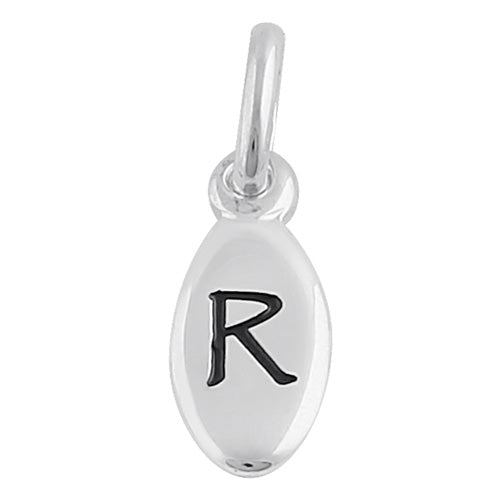 Sterling Silver Letter "R" Oval Pendant