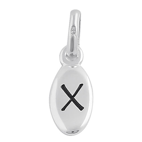 Sterling Silver Letter "X" Oval Pendant