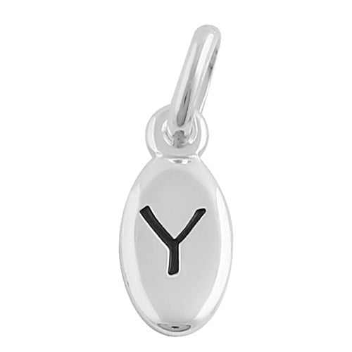Sterling Silver Letter "Y" Oval Pendant
