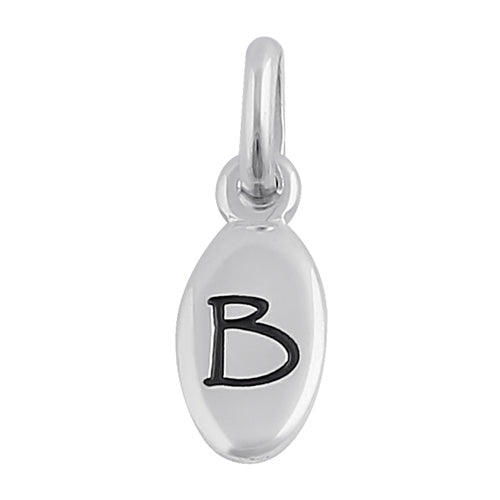 Sterling Silver Letter "B" Oval Pendant