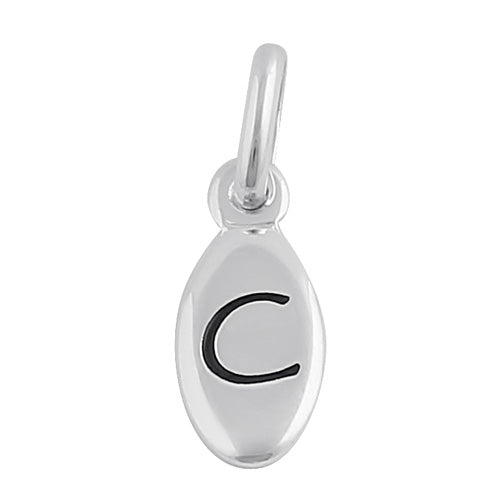 Sterling Silver Letter "C" Oval Pendant