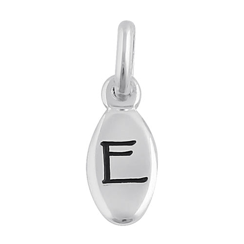 Sterling Silver Letter "E" Oval Pendant