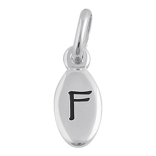 Sterling Silver Letter "F" Oval Pendant