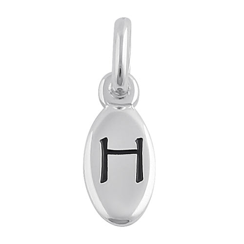 Sterling Silver Letter "H" Oval Pendant
