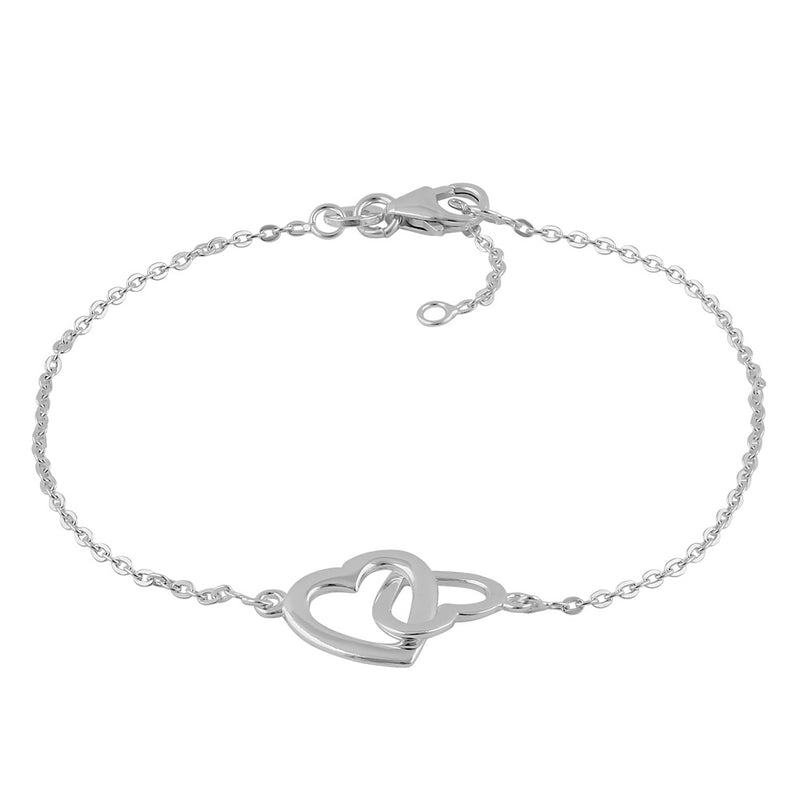 Sterling Silver Linked Hearts Bracelet