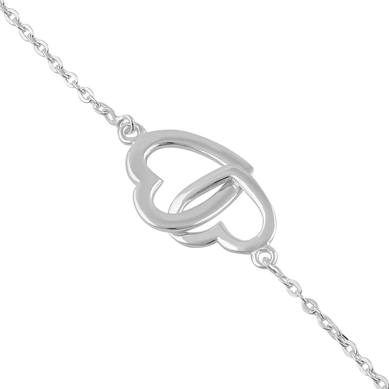 Sterling Silver Linked Hearts Bracelet