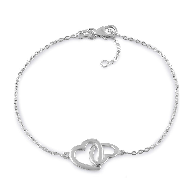 Sterling Silver Linked Hearts Bracelet