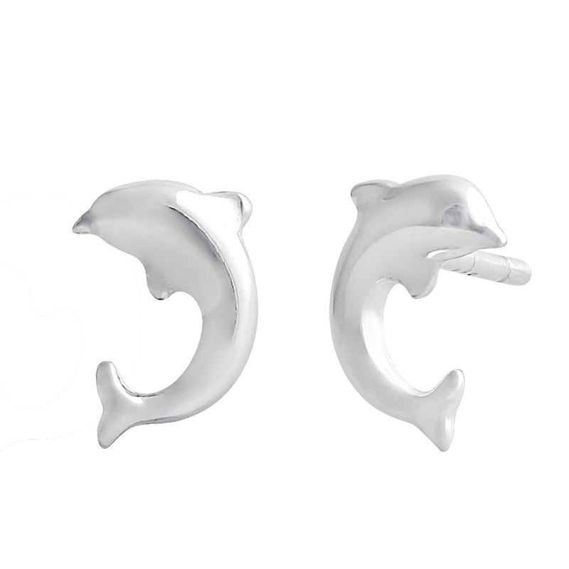 Sterling Silver Dainty Dolphin Stud Earrings