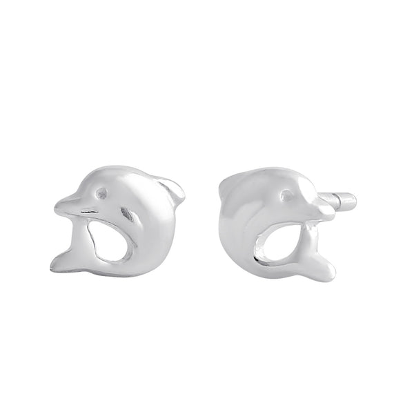 Sterling Silver Diving Dolphin Stud Earrings