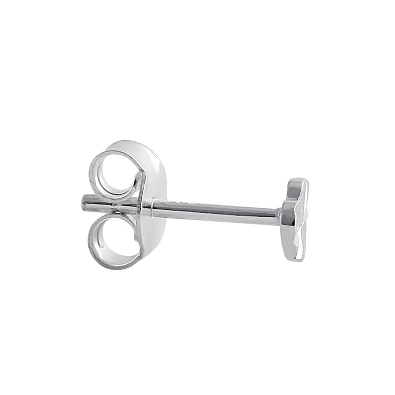 Sterling Silver Diamond Cut Tiny Heart Stud Earrings