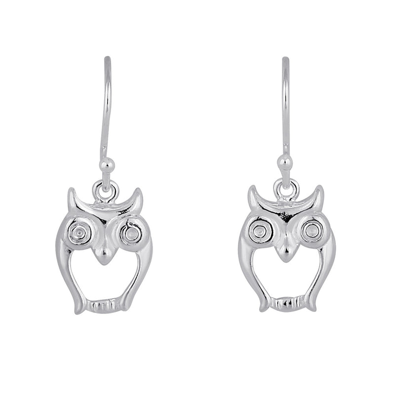 Sterling Silver Dangling Owl Earrings