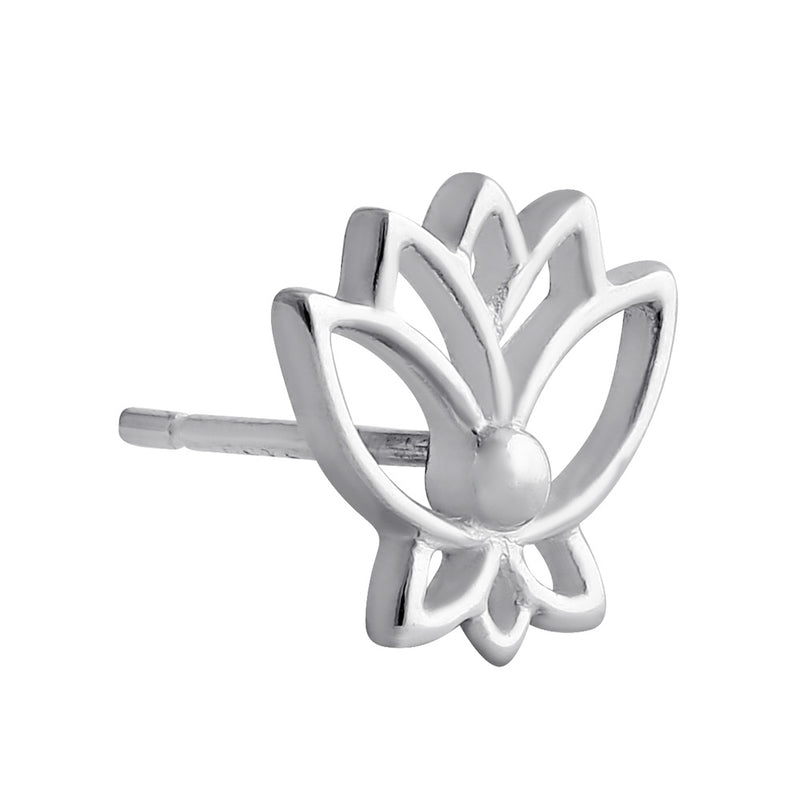 Sterling Silver Lotus Flower Stud Earrings